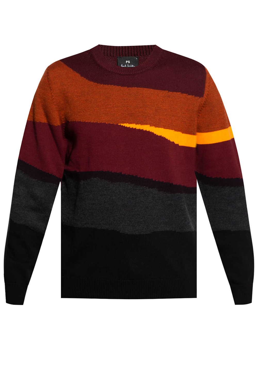 Tricolour-stripe Patch-pocket Cotton T-shirt Mens Grey Striped sweater